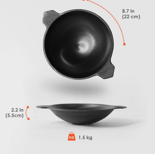 Cast Iron Appam Pan |Super Smooth| 8 Inch