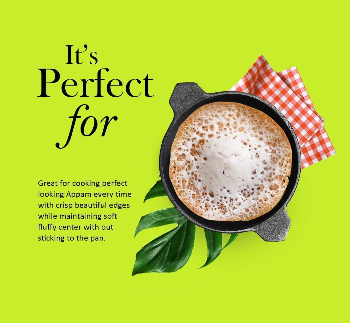 Cast Iron Appam Pan |Super Smooth| 8 Inch