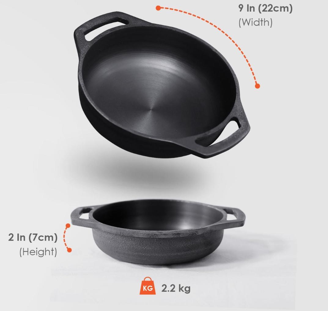 Cast Iron Flat Base Kadai